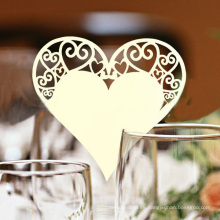 Tarjeta romántica del vidrio de vino del laser de la forma del corazón para la fiesta